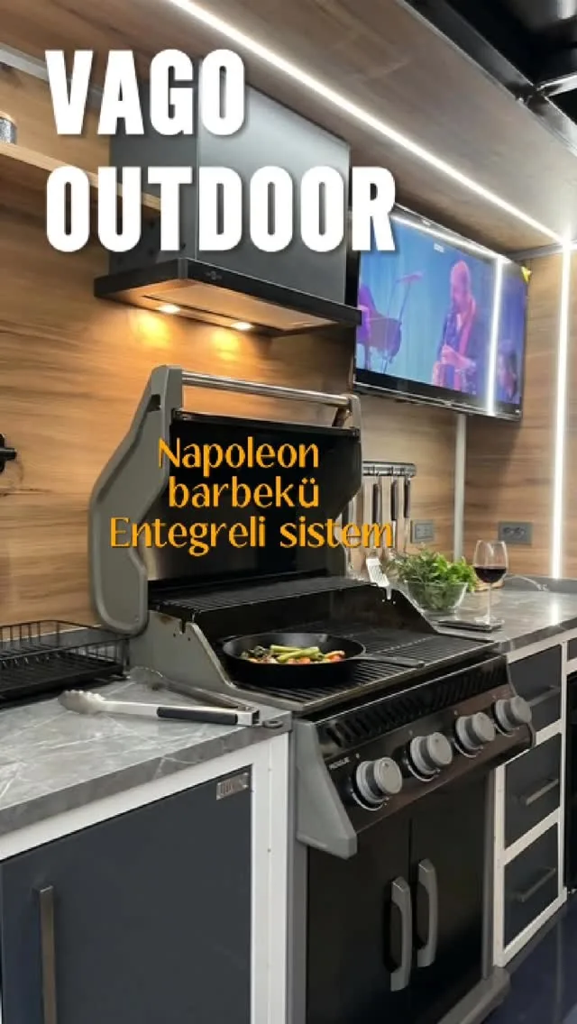 Napoleon barbekü entegreli 300 cm kapalı sistem metal mutfak